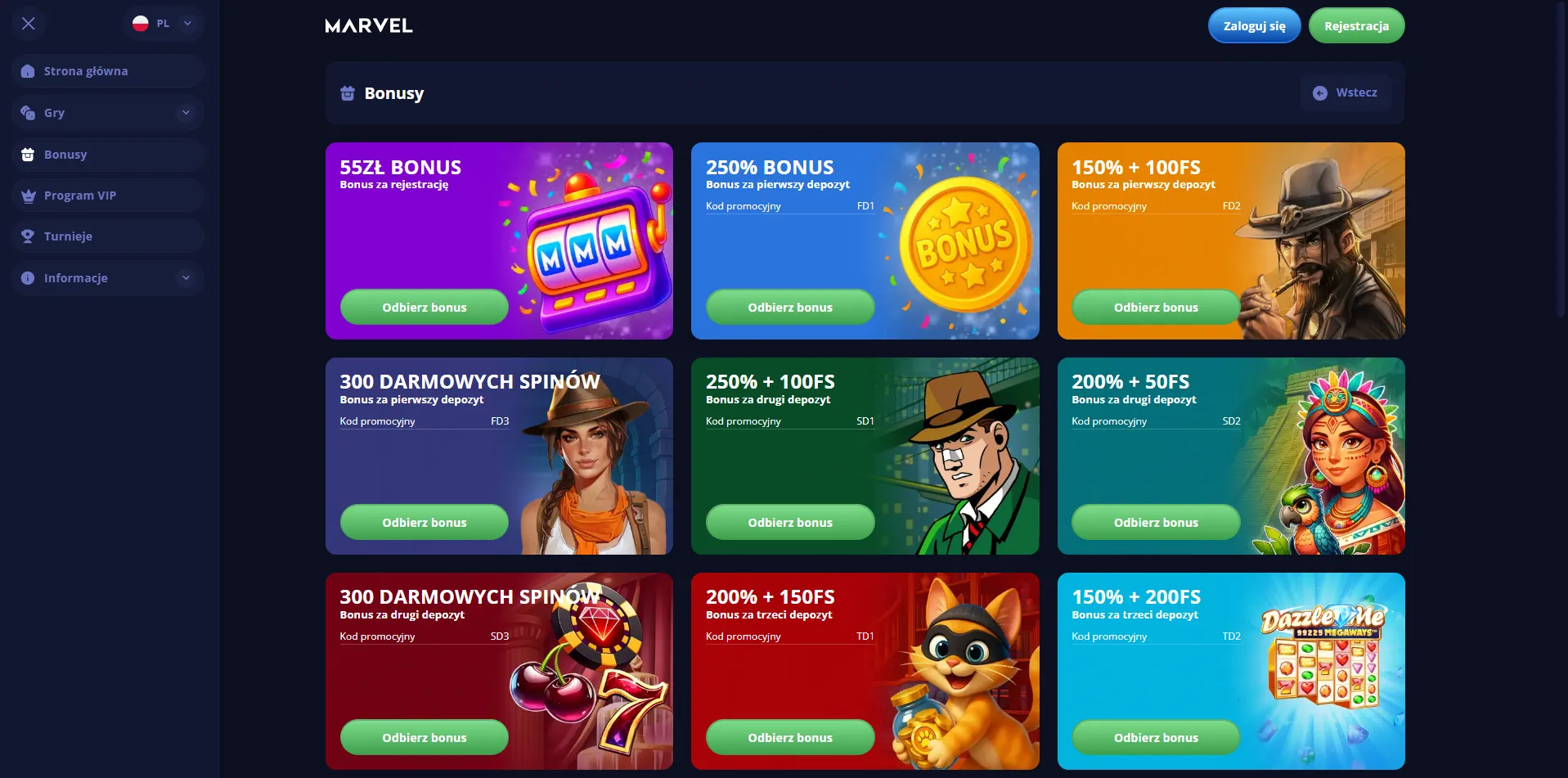 Darmowe spiny (free spins) w ofercie Marvel Casino